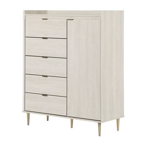 South Shore Hype 44.5-in W Winter Oak Composite Modern Dresser w/1-Door and 5 Drawers