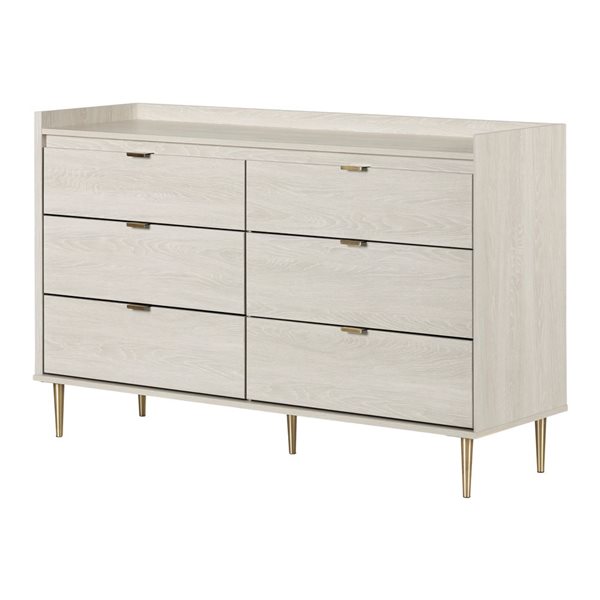 South Shore Hype 57-in W Winter Oak 6-Drawer Transitional Double Dresser