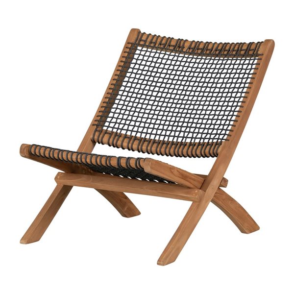 Chaise longue moderne Balka South Shore 24 po l. en bois naturel à corde tissée grise