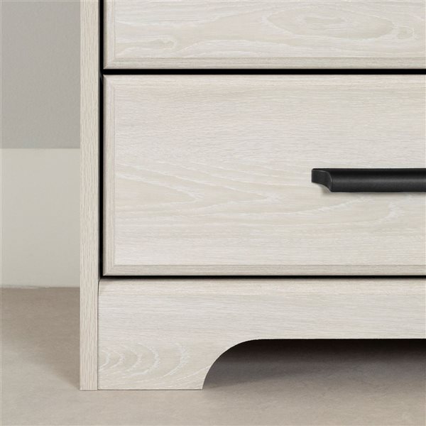 South Shore Versa 23-in W Winter Oak Modern Nightstand with Charging Station and Drawers