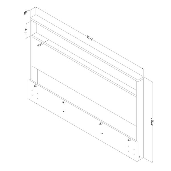 Tête de lit en bois d'ingénierie Primo de South Shore 62,25 po à tablette, chêne noir