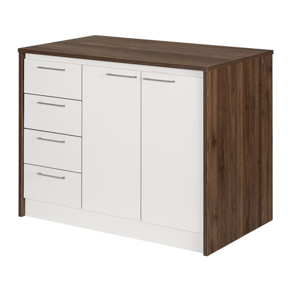 South Shore Myro 47.25-in W Natural Walnut and White Kitchen Island ...