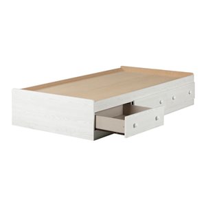 South Shore Summer Breeze White Pine Twin Mates Bed with 3 Drawers