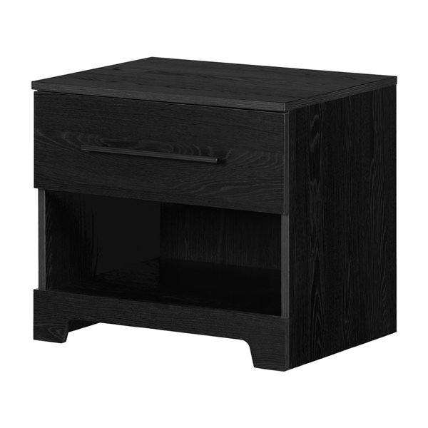 South Shore Primo 22.25-in W Black Oak 1-Drawer Modern Nightstand