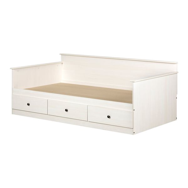 South Shore Plenny White Wash Twin Daybed with Integrated Storage