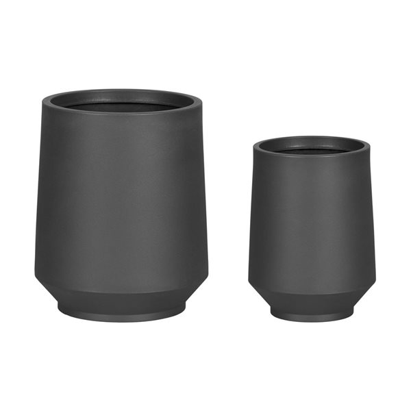 South Shore Dalya 16 1/4 and 19 1/2-in H Dark Grey Plastic Round Pot Holders- Set of 2