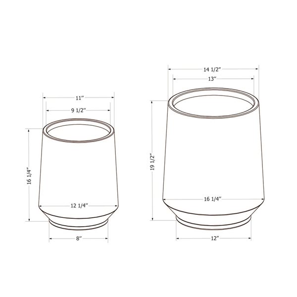 South Shore Dalya 16 1/4 and 19 1/2-in H Dark Grey Plastic Round Pot Holders- Set of 2