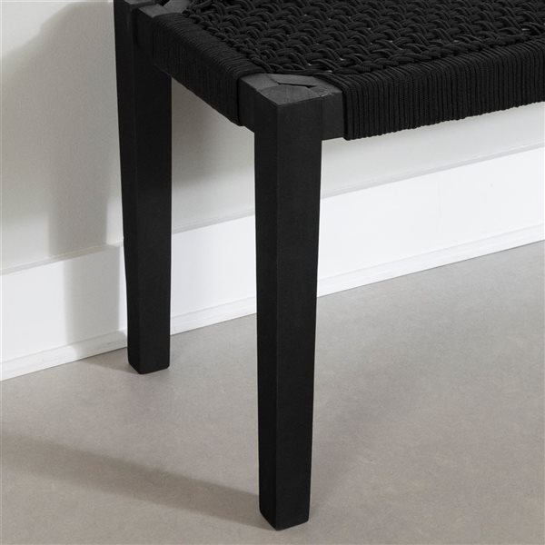 South Shore Balka 47.25-in L Pure Black Wood and Rope Accent Bench