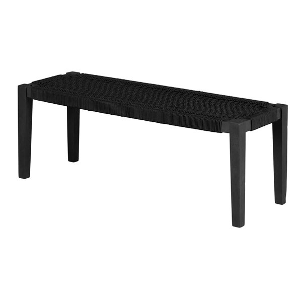 South Shore Balka 47.25-in L Pure Black Wood and Rope Accent Bench