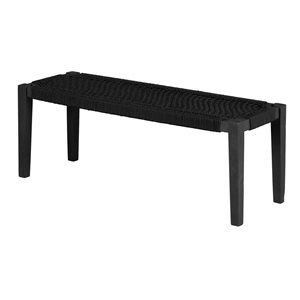 South Shore Balka 47.25-in L Pure Black Wood and Rope Accent Bench