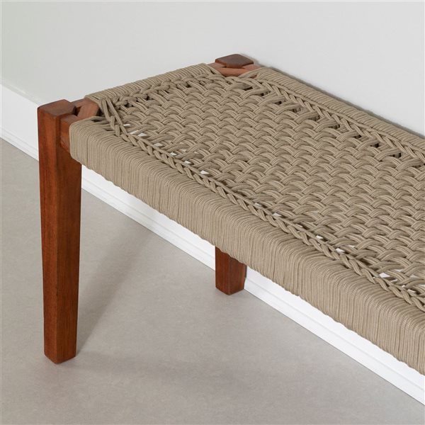 South Shore Hoya 47.25-in L Natural Wood and Beige Rope Accent Bench