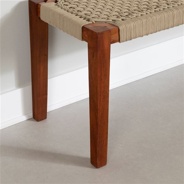 South Shore Hoya 47.25-in L Natural Wood and Beige Rope Accent Bench