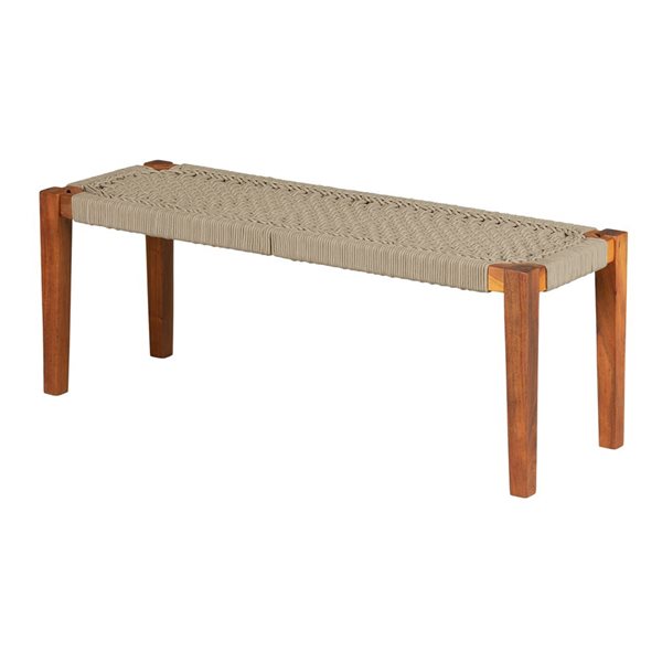 Banc d’appoint en bois naturel et corde beige Hoya de South Shore 47,25 po L