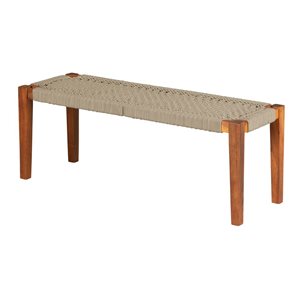 Banc d’appoint en bois naturel et corde beige Hoya de South Shore 47,25 po L