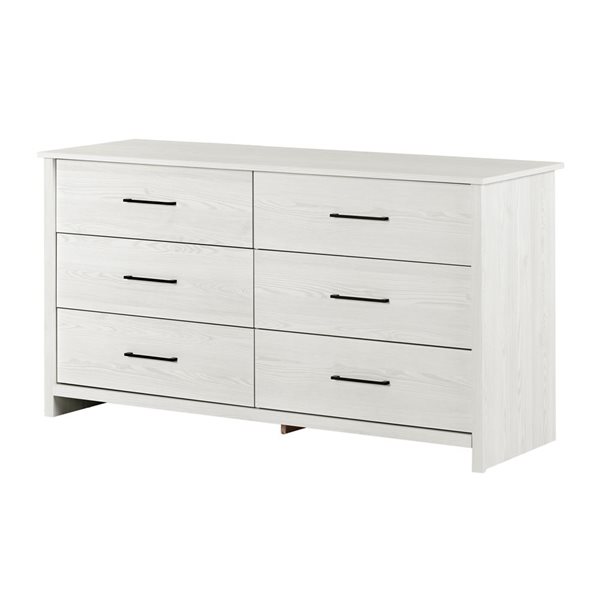 South Shore Fernley 59.25-in W White Pine 6-Drawer Traditional Double Dresser