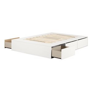 South Shore Fusion Pure White 6-Drawer Queen Platform Bed with Integrated Storage