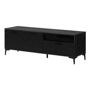 South Shore Musano 59.25-in W Black Oak Composite Wood Transitional TV Stand w/ Doors and Drawer