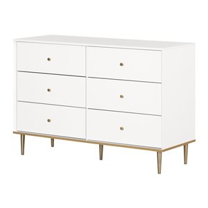 South Shore Dylane 51.25-in W Pure White 6-Drawer Transitional Double Dresser