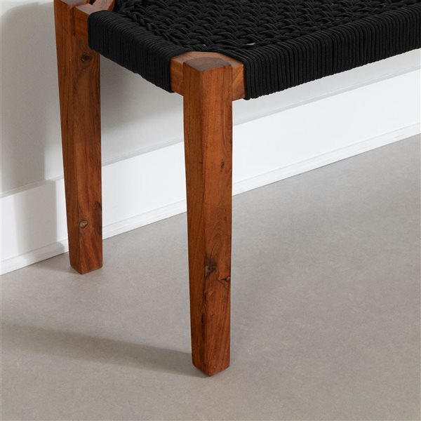 South Shore Balka 47.25-in L Natural Wood and Black Rope Accent Bench