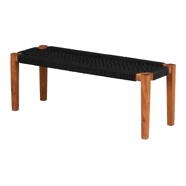 Banc d’appoint en bois naturel et corde noire Balka de South Shore 47,25 po L