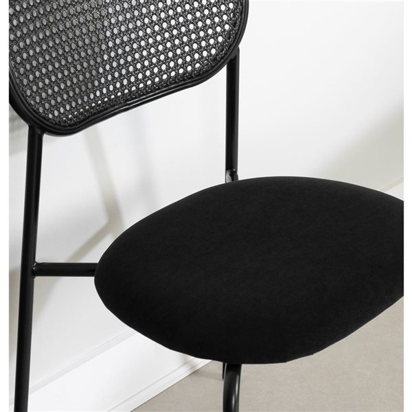 Chaises de salle à manger en métal noir et rotin Hype de South Shore 19,25 po l., jeu de 2