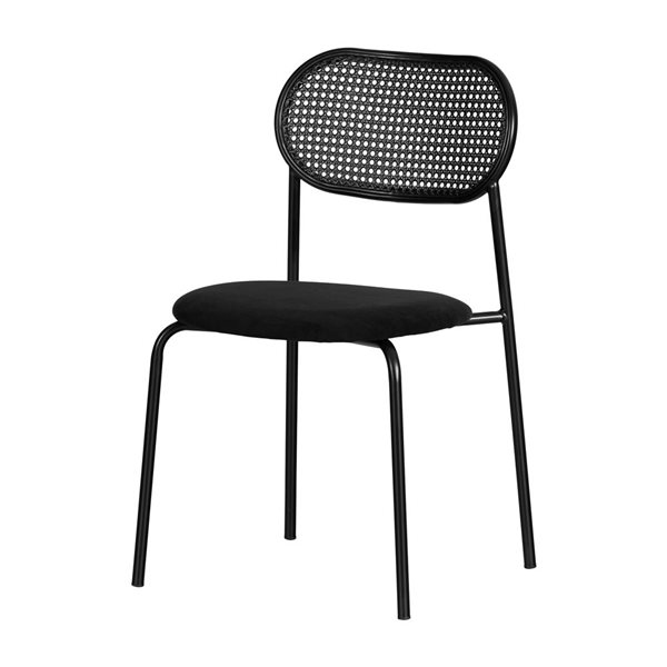 South Shore Hype 19.25-in W Black Metal and Rattan Dining Chairs - Set of 2