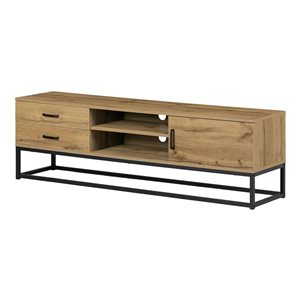 South Shore Mezzy 59-in W Nordic Oak Composite Wood Transitional TV Stand