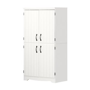 Armoire de rangement autoportante Farnel de South Shore à 4 portes en aggloméré blanc pur 33 po l.