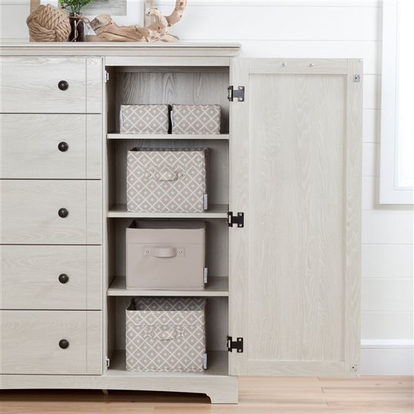 South Shore Lilak 47-in W Winter Oak Composite Coastal-Style Dresser w/1-Door and 5 Drawers