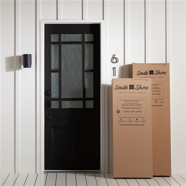 South Shore Fusion Weathered Oak 6-Drawer Queen Platform Bed with Integrated Storage