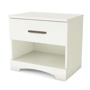 Table de chevet moderne à 1 tiroir Gramercy de South Shore avec rangement, 22,25 po l., blanc pur