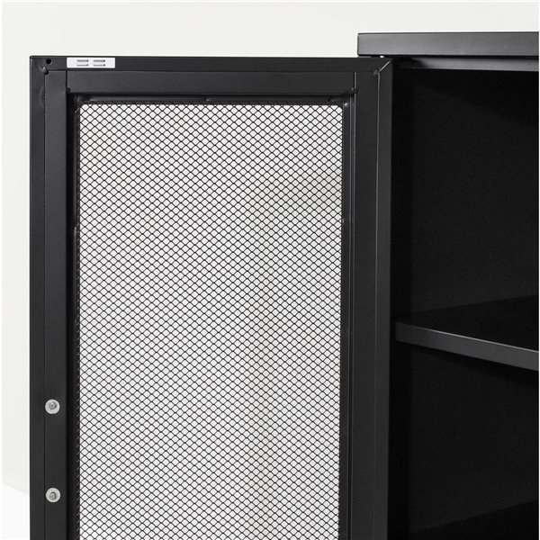 South Shore Crea 31.5-inW Black Metal Mesh Freestanding 2-Door Accent Cabinet