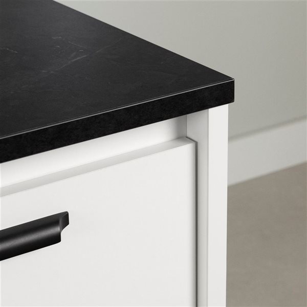 South Shore Amaro 47.25-in W Faux Black Stone and White Kitchen Island with Storage