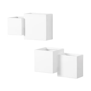 Jardinières murales rectangulaires en résine Dalya de South Shore blanc 20 po l. x 12 po h., jeu de 2