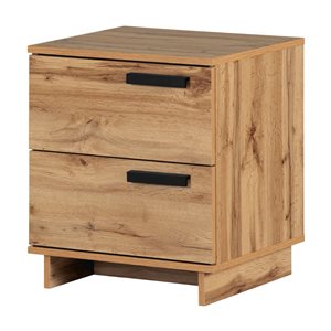 Table de chevet style scandinave à 2 tiroirs Cavalleri de South Shore 19,5 po l., chêne nordique
