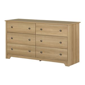 Commode double contemporaine à 6 tiroirs Vito de South Shore 59,25 po l., frêne naturel