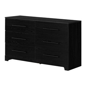 Commode double contemporaine à 6 tiroirs Primo de South Shore 51,25 po l., chêne noir