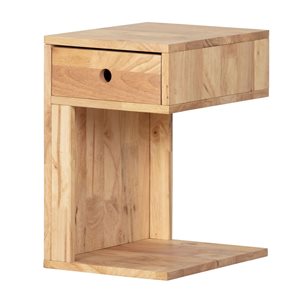 Table d’appoint scandinave Kodali de South Shore en bois massif naturel avec un tiroir, 15,75 po l.