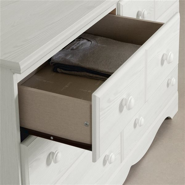 South Shore Summer Breeze 52-in W White Pine 6-Drawer Traditional double dresser