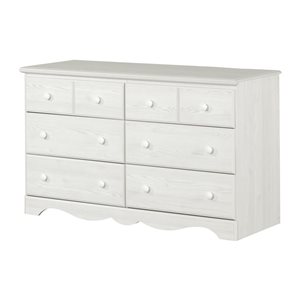 South Shore Summer Breeze 52-in W White Pine 6-Drawer Traditional double dresser