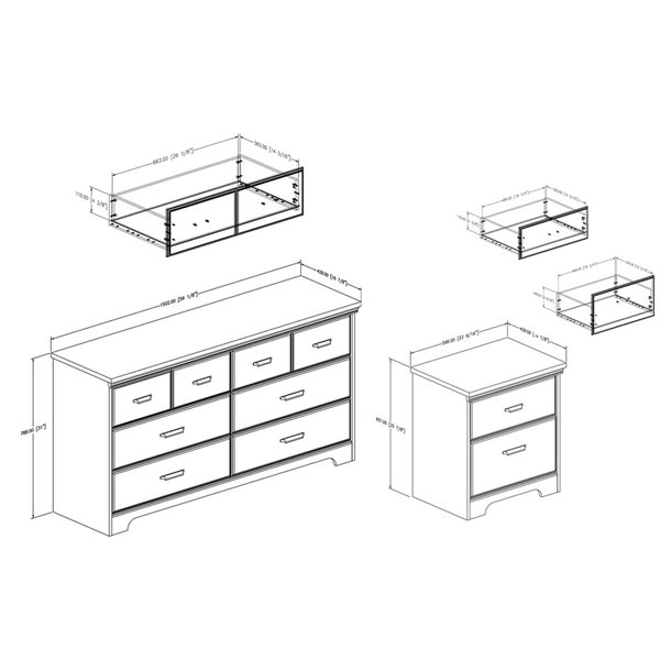 South Shore Versa 57.75-in W Weathered Oak 6-Drawer Traditional Double Dresser and Nightstand Set