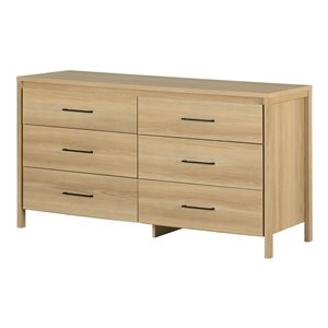 South Shore Gravity 59.25-in W Natural Ash 6-Drawer Contemporary Double Dresser