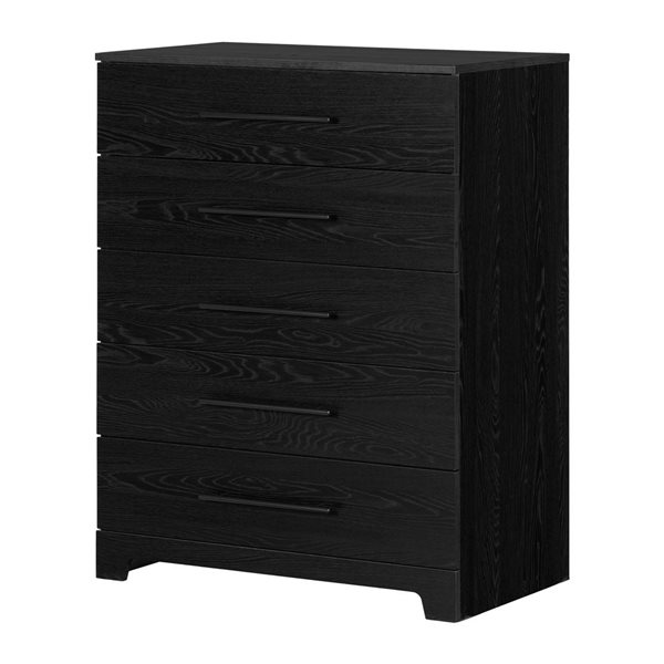 South Shore Primo 33-in W Black Oak Composite 5-Drawer Chest Dresser