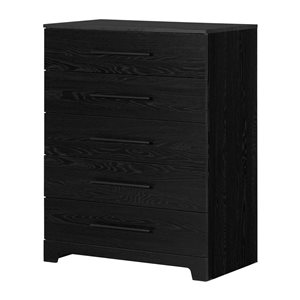 South Shore Primo 33-in W Black Oak Composite 5-Drawer Chest Dresser