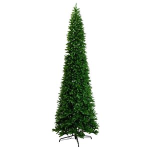 Nearly Natural 14-ft Artificial Slim Green Mountain Pine Christmas Tree with 1600 Warm White LED Lights