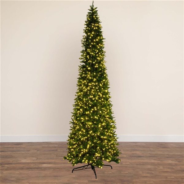 Nearly Natural 14-ft Artificial Slim Green Mountain Pine Christmas Tree with 1600 Warm White LED Lights