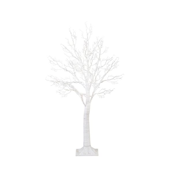 Nearly Natural 4-ft Pre-Lit Artificial White Twig Tree with 160 Warm White LED Lights