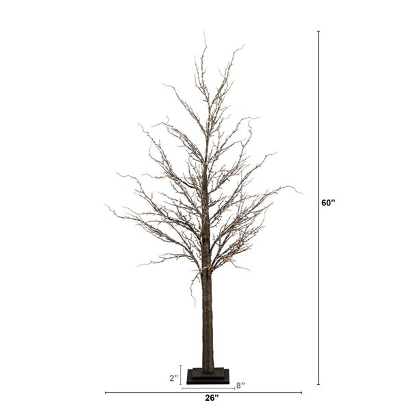 Nearly Natural 5-ft Pre-Lit Artificial Twig Tree with 360 Warm White LED Lights