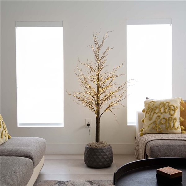 Nearly Natural 5-ft Pre-Lit Artificial Twig Tree with 360 Warm White LED Lights