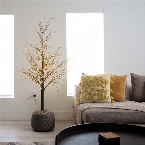 Nearly Natural 5-ft Pre-Lit Artificial Twig Tree with 360 Warm White LED Lights